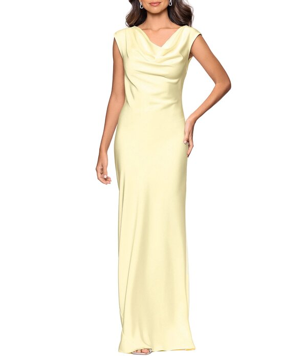 ベッツィアンドアダム レディース トップス 衣裳 繻子 ノースリーブ Betsy \u0026 Adam Satin Cowl Neck Sleeveless Gown Butter