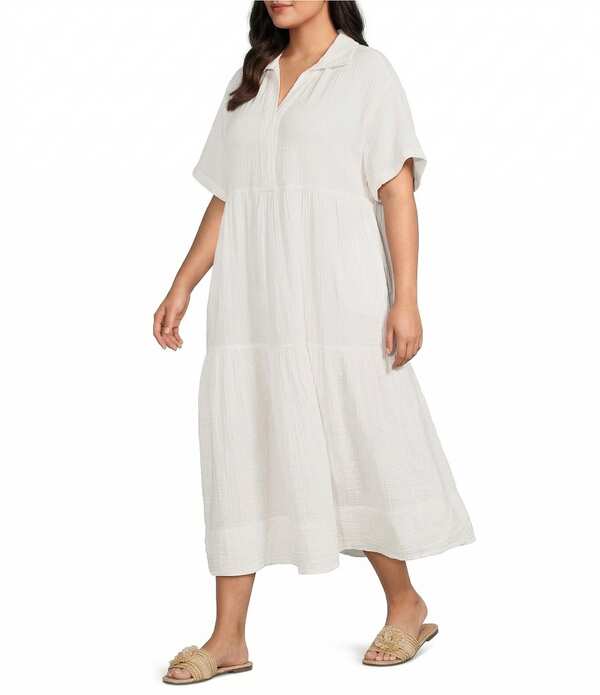 酉の方角刎ね上がる レディース トップス 衣裳 Vのど首 つけ加える大きさ マキシ Westbound Plusize Short Sleeve V-Neck Maxi Dress Dark Cream 皮膚軟化剤