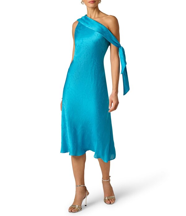 アドリアナ パペル レディース トップス 衣裳 ドレープ MIDI Adrianna Evening by Adrianna Papell Off The Shoulder Drape and Tie Jacquard Midi Dress Teal Garden ティール