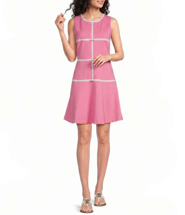 リリーピュリッツァー レディース トップス 衣裳 ノースリーブ Lilly Pulitzer Clancie Resort Ponte Round Neck Sleeveless Fit-And-Flare Dress Confetti Pink サクラ色