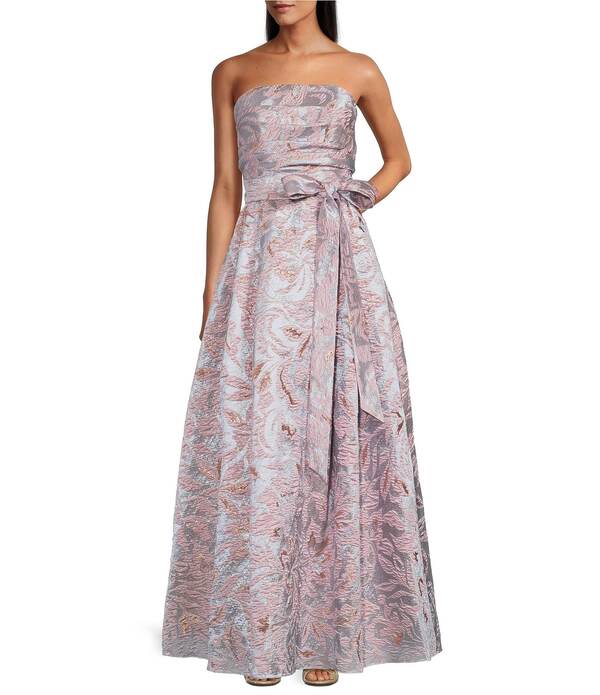 アレックスイブニングス レディース トップス 衣裳 A 伝達ルート ストラップレス Alex Eveningstrapless A Line Tie Waist Jacquard Gown Lilac Multi 紫はしどい