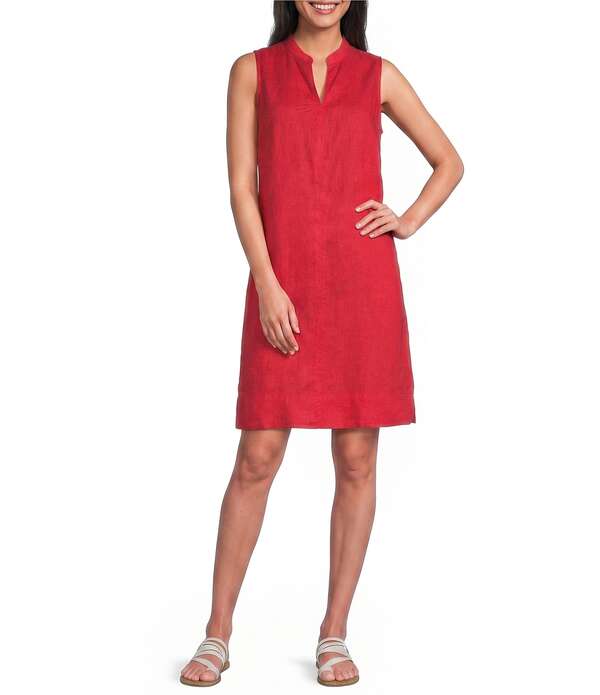 エイリーンフィッシャー レディース トップス 衣裳 Vのど首 ノースリーブ リネン Eileen Fisher Organic Linen Split V-Neck Sleeveless Dress Grenadine