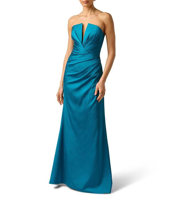 アドリアナ パペル レディース トップス 衣裳 縮緬 Adrianna Evening by Adrianna Papell Textured Crepe Long Dress Peacock