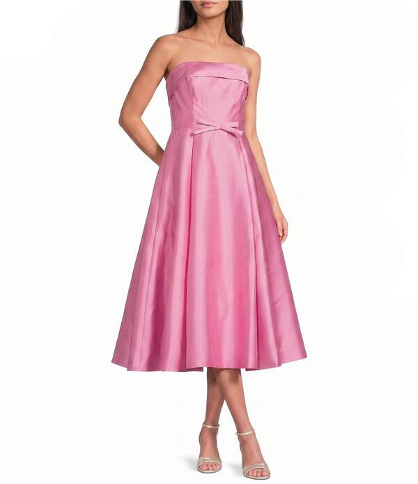 アドリアナ パペル レディース トップス 衣裳 A 伝達ルート ミニ MIDI ストラップレス Adrianna Papell Strapless Mikado Mini Bow A-Line Midi Dress Cherry Blossom