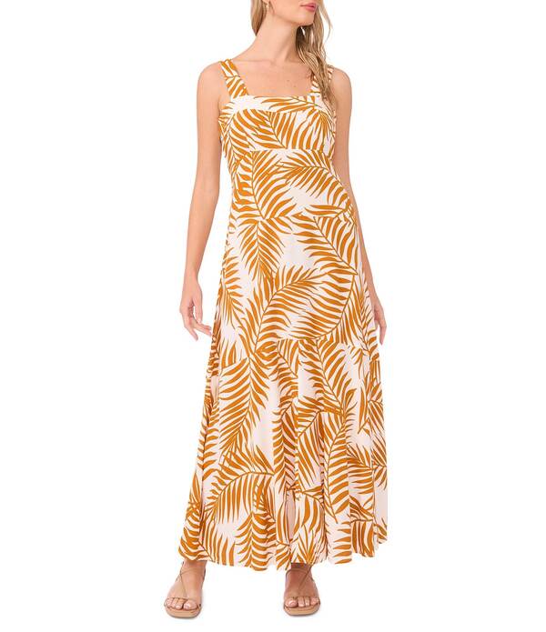 ヴィンスカムート レディース トップス ワンピース フラワー柄 プリント ノースリーブ マキシ フラワー Vince Camuto Floral Print Square Neck Sleeveless Maxi Dress Burnt Orange オレンジ｜ReVida 店