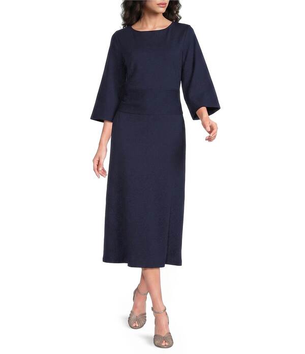 フランセスバレンタイン レディース トップス 衣裳 FRANCES VALENTINE Whitney Boat Neck 3/4 Sleeve Wrap Dress Navy 米国海軍