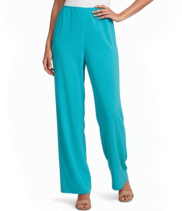 キャロライン ローズ レディース ボトムス カジュアルパンツ ストレート クレープ Caroline Rose Matte Crepe Pull-On Straight Leg Pants Island Turquoise ターコイズ｜ReVida 店