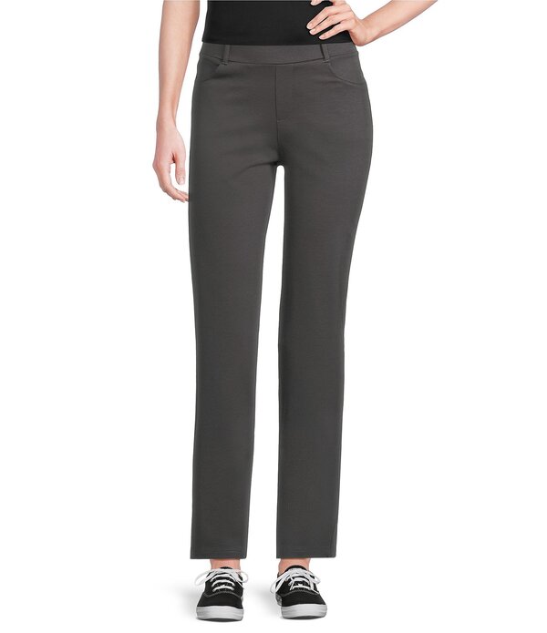 はたご屋トロ レディース ボトムス 心地好いズボン下 引っ切り無い 編み物 Intro Stella Double Knit Slim Straight Leg Pull-On Pants New Graphite Grey 黒鉛