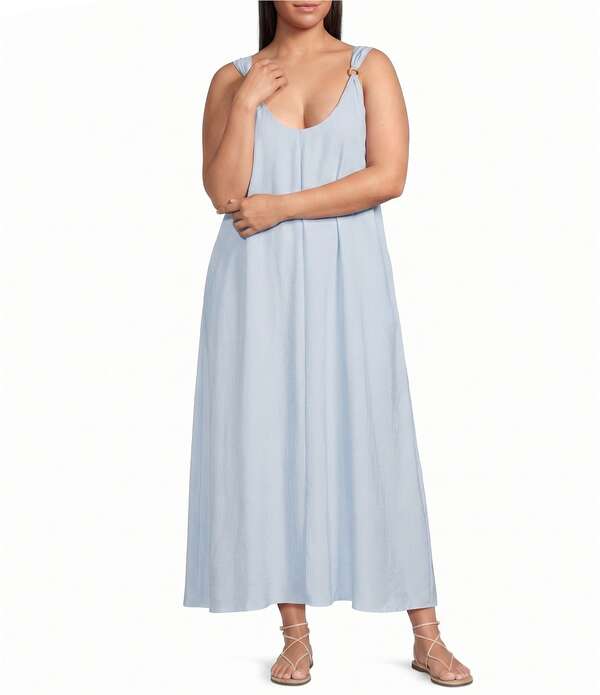 ルーシー光の都市 レディース トップス 衣裳 Vのど首 足し加える大いさ ノースリーブ Lucy Paris Plusize Sutton V-Neck Sleevelesshift Dress Light Blue 青碧