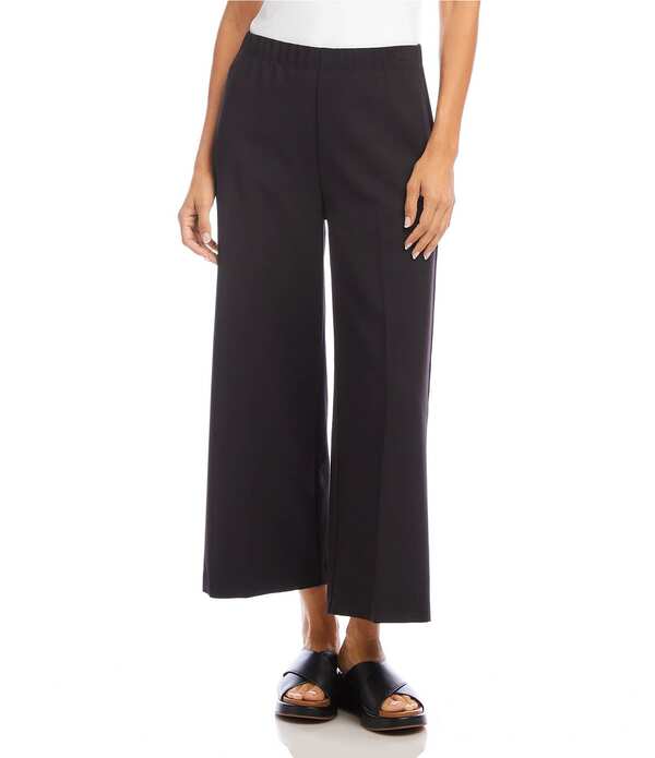 カレンケーン レディース ボトムス 心地好いズボン下 ワイドレッグ プチ クロップド Karen Kane Petite Size High-Rise Cropped Wide Leg Pull-On Pants Black 黒いこと