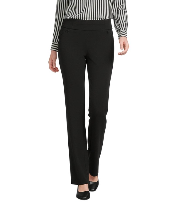 インベストメンツ レディース ボトムス 心地好いズボン下 引っ切り無い Investments the PARK AVE fit Pull-On Mid-Rise Straight Leg Pants Black 黒いこと