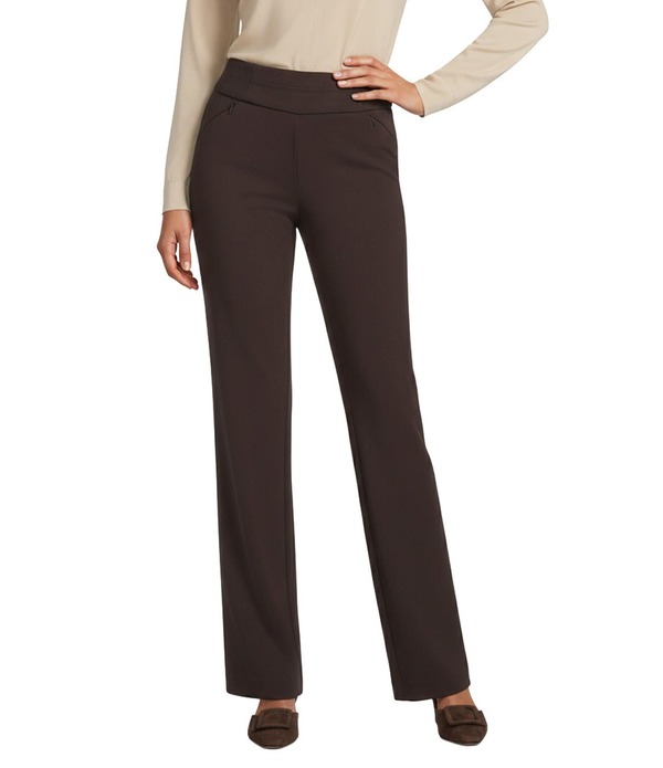 インベストメンツ レディース ボトムス 心地好いズボン下 引っ切り無い Investments the PARK AVE fit Pull-On Mid-Rise Straight Leg Pants Coffee 珈琲