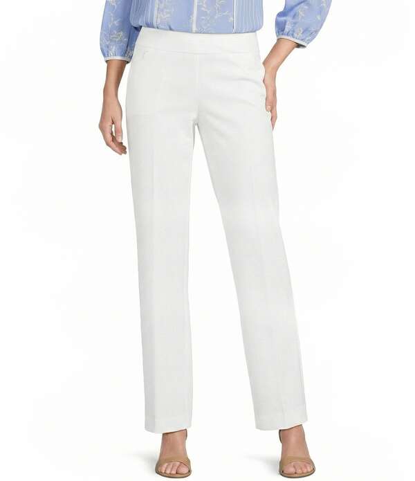 インベストメンツ レディース ボトムス 心地好いズボン下 引っ切り無い Investments the PARK AVE fit Pull-On Mid-Rise Straight Leg Pants White 白いこと