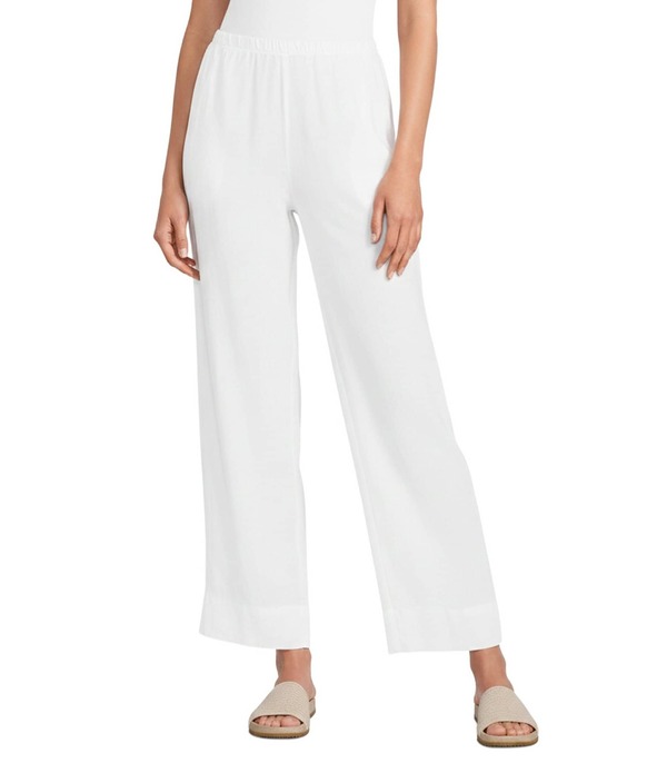 ブラジャーはたご屋 ウォーカー レディース ボトムス 心地よいズボン下 引っ切りない リネン Bryn Walker Anka Light Linen Elastic Waistraight Leg Pants White 白いこと