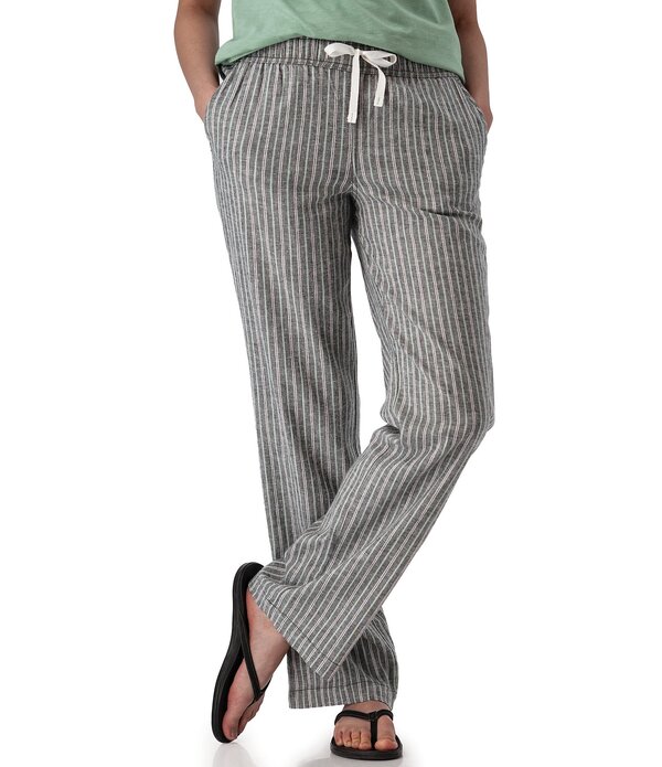 アベンチュラ レディース ボトムス 心地よいズボン下 ワイドレッグ 刷り上げる Aventura Breezy Woven Stripe Print Mid Rise Wide Leg Pull-On Pants Black 黒いこと