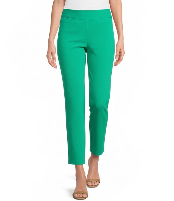 インベストメンツ レディース ボトムス 心地よいズボン下 アンクル Investments the PARK AVE fit Elite Stretch Ankle Straight Pants Emerald エメラルド