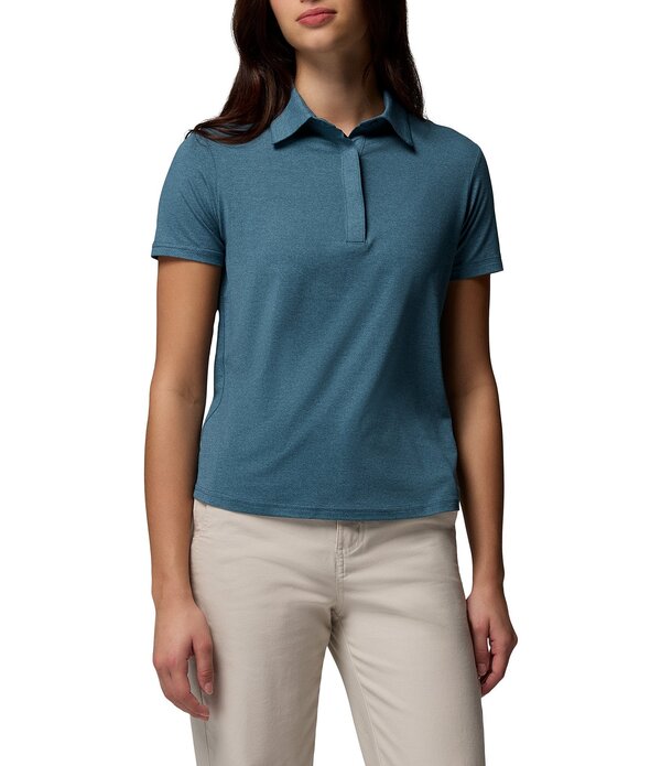 コロンビア レディース トップス シャツ Columbia Parson Polo Point Collar Short Sleeve Top Everblue Heather ヘザー｜ReVida 店