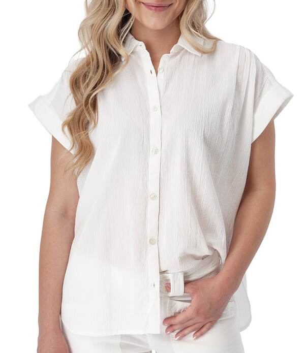 アベンチュラ レディース トップス プルオーバー 綿織物 Aventura Beachcomber Texture Organicotton Short Sleeve Button Front Shirt White 白いこと