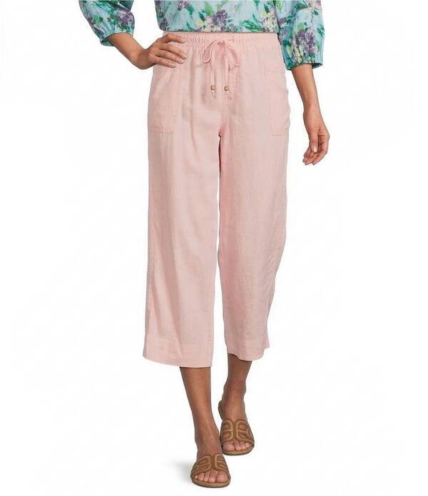 酉の方角刎ね上がる レディース ボトムス 心地好いズボン下 リネン Westbound Linen Blend Flat Front Pull-On Cropants Blossom