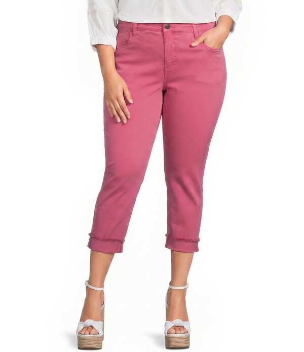 カットフロムザクロス レディース ボトムス ジーンズズボン下 つけ加える大きさ デニム KUT From The Kloth Amy Plusize Straight Crop Jeans Flamingo