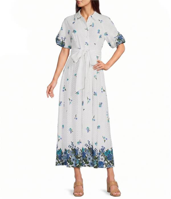 アレックスマリー レディース トップス 衣裳 Alex Marie Georgina Novelty Collar Neckline Short Sleeve Dress Aqua Floral アクア