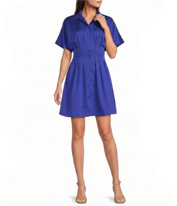 アレックスマリー レディース トップス 衣装 プルオーバー 綿織物 Alex Marie Sophia Collar Short Sleeve Cotton Sateen Dress Ultramarine