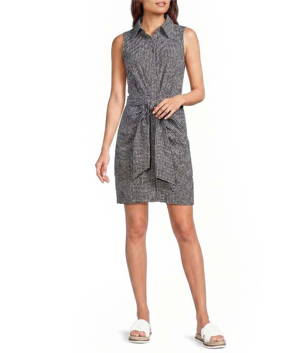 アレックスマリー レディース トップス 衣装 ギンガム読み合わせる ノースリーブ ギンガム Alex Marie Gingham Collar Neck Sleeveless Jessa Dress Navy/Ivory 象牙色