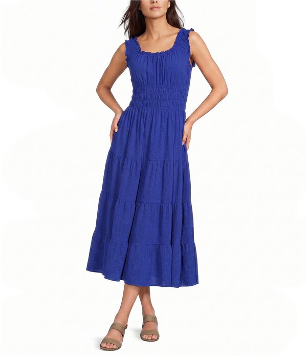 アレックスマリー レディース トップス 衣装 縮緬 ノースリーブ Alex Marie Bently Crepe Round Neck Sleeveless Dress Ultramarine