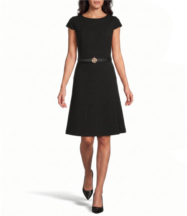 アンクライン レディース トップス 衣装 縮緬 MIDI アクアラング Anne Klein Heritage Scuba Crepe Midi Dress Black 黒いこと