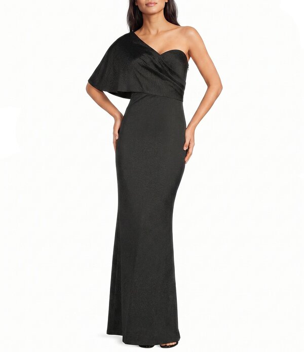 アイダンマットックス レディース トップス 衣装 Aidan Mattox One Shoulder Sheath Mikado Gown Black 黒いこと