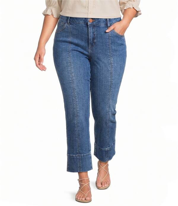 平民主義 レディース ボトムス ジーンズズボン下 つけ加える大きさ クロップド デニム Democracy Plusize AbsolutionR Kick Flare Center Seam Cropped Jeans Blue 青碧