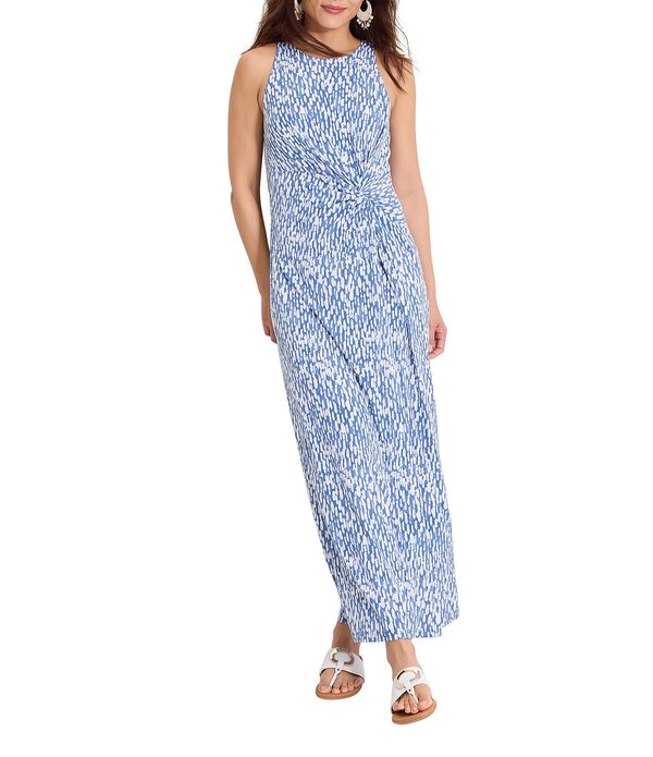 トッミーバハマ レディース トップス 衣裳 労働者の一団のど首 ノースリーブ マキシ Tommy Bahama Jasmina Glimmer Bay Crew Neck Sleeveless Faux Wrap Maxi Dress Port Side Blue 青碧