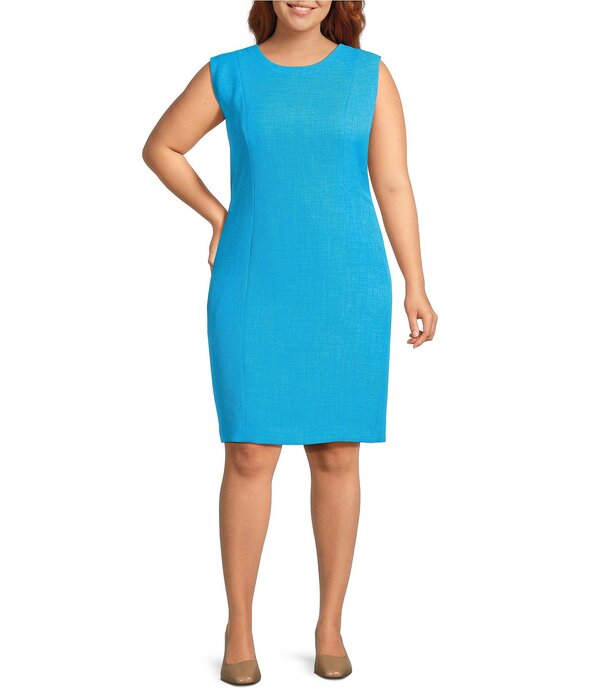 カスパール レディース トップス 衣装 粘土足し加える大きさ MIDI ノースリーブ Kasper Plusleevelesseam Crepe Sheath Midi Dress Bright Azul