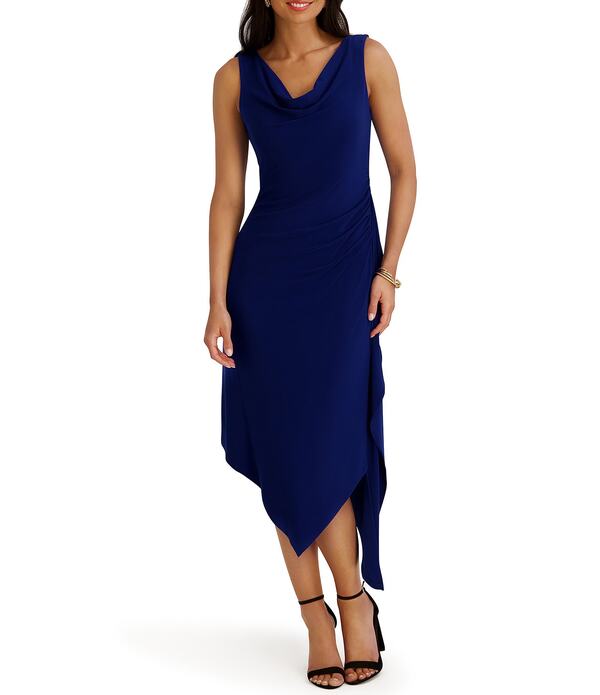 ケンジー レディース トップス 衣装 非対称 ドレープ MIDI 編み物 プルオーバー Kensie Cowl Neck Drape Front Asymmetrical Hem Knit Jersey Midi Dressapphire サファイア