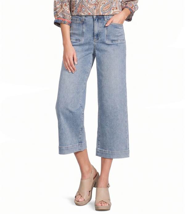 エヌワイディージェイ レディース ボトムス ジーンズズボン下 ワイドレッグ 旗がしら デニム NYDJ Brigitte Stretch Denim High Rise Wide Leg Capri Length Jeans Misty Spring ジーンズ