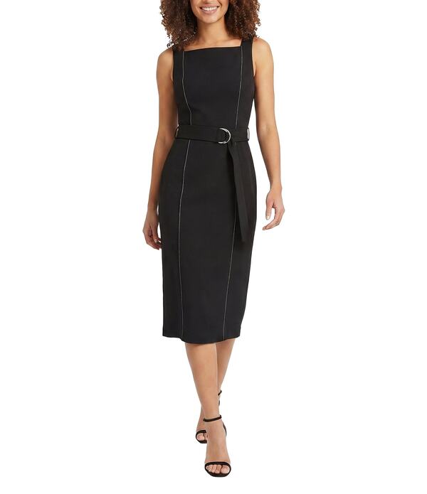 マギー英国の首都 レディース トップス 衣装 MIDI ノースリーブ Maggy London Square Neck Sleeveless Midi Dress Black 黒いこと