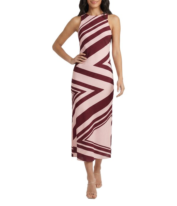 ドナモーガン レディース トップス 衣装 労働者の一団のど首 刷り上げる MIDI ノースリーブ Donna Morgan Abstract Print Crew Neck Sleeveless Midi Dress Cream/Brown 皮膚軟化剤