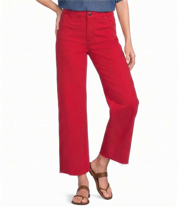カットフロムザクロス レディース ボトムス ジーンズズボン下 ワイドレッグ デニム KUT from the Kloth Meg Woven High-Rise Wide Leg Crop Jeans Tomato