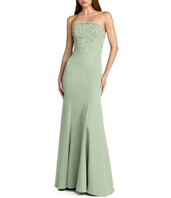 マックダガル レディース トップス 衣装 縮緬 ストラップレス Mac Duggal Strapless Embellished Crepe Mermaid Gown Sage サルヴィア