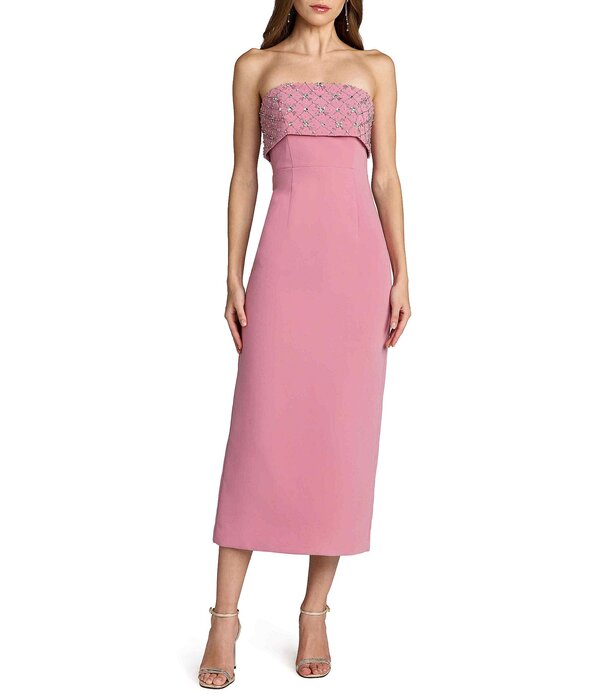 マックダガル レディース トップス 衣装 縮緬 ストラップレス アンクル Mac Duggal Strapless Crepe Ankle Dress With Rhinestone Detail Orchid