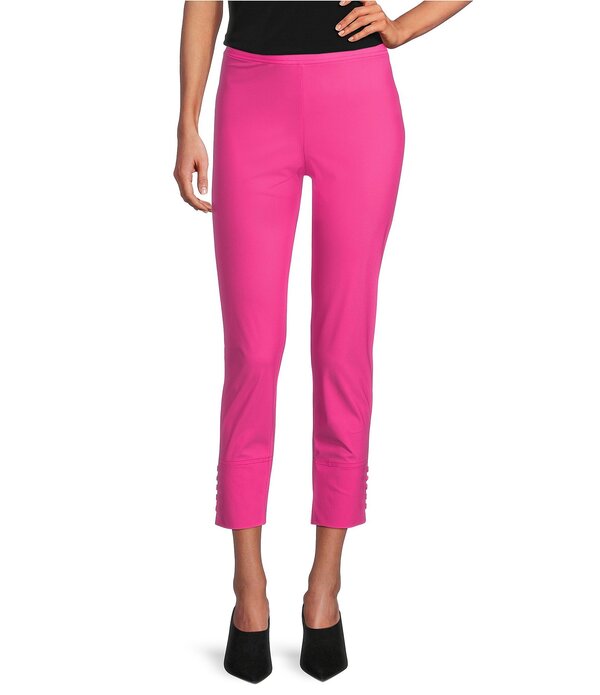アイシーコレクション レディース ボトムス 心地好いズボン下 クロップド 編み物 ICollection Slim Stretch Knit Cropped Pants Pink サクラ色