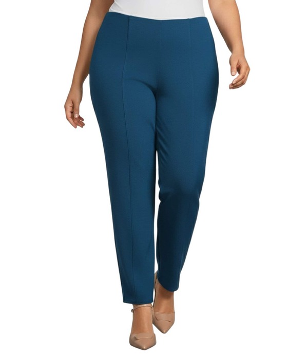 インベストメンツ レディース ボトムス 心地好いズボン下 つけ加える大きさ 編み物 Slim Factor by Investments Plusize Stretch Ponte Knit No Waist Slim Straight Pants Blue Opal 青み