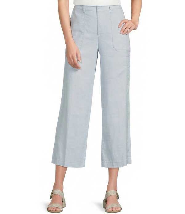 エヌワイディージェイ レディース ボトムス 心地よいズボン下 ワイドレッグ プチ 旗がしら リネン NYDJ Petite Size Stretch Linen Blend High Rise Wide Leg Cargo Capri Pants Blue Cove 青碧