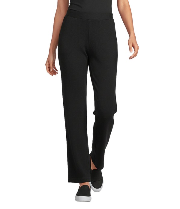 アリソン デイリー レディース ボトムス 心地好いズボン下 引っ切り無い 編み物 Allison Daley Pull-On Waistraight Leg Knit Pants Black 黒いこと