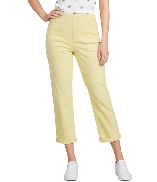 酉の方角刎ね上がる レディース ボトムス 心地好いズボン下 綿織物 Westbound Cotton Blend High Rise Cropants Lemon Merange
