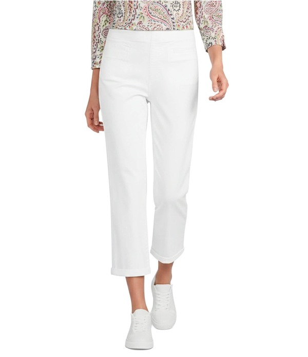 酉の方角刎ね上がる レディース ボトムス 心地好いズボン下 綿織物 Westbound Cotton Blend High Rise Cropants White 白いこと