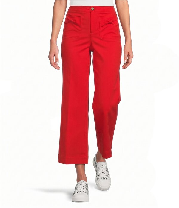 長い巻き毛 ラガーフェルド レディース ボトムス 心地よいズボン下 ワイドレッグ KARLAGERFELD PARIS Bow Pocket Wide Leg Pants Apple