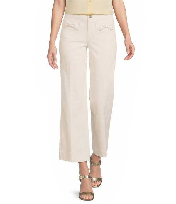 長い巻き毛 ラガーフェルド レディース ボトムス 心地よいズボン下 ワイドレッグ KARLAGERFELD PARIS Bow Pocket Wide Leg Pants Bisque