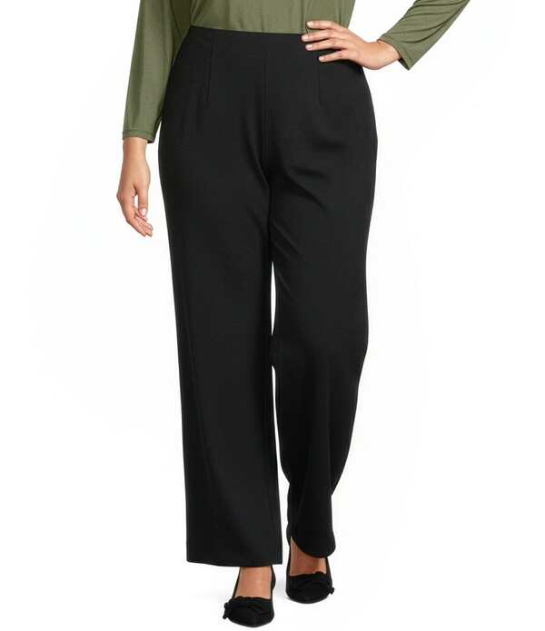 インベストメンツ レディース ボトムス 心地好いズボン下 ワイドレッグ 足し加える大いさ Investments Plusize Performance Traveler Wide Leg Pants Black 黒いこと