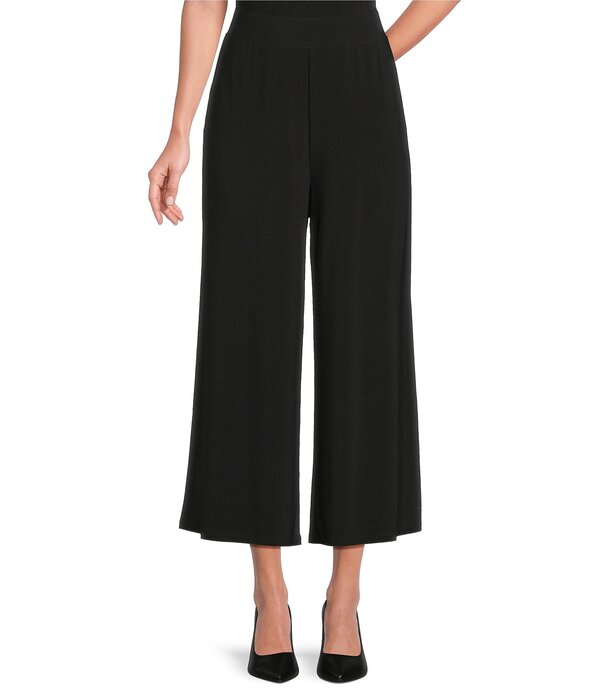 インベストメンツ レディース ボトムス 心地好いズボン下 ワイドレッグ Investmentsoft Separates Elastic Waist Wide Leg Pull-On Cropants Black 黒いこと